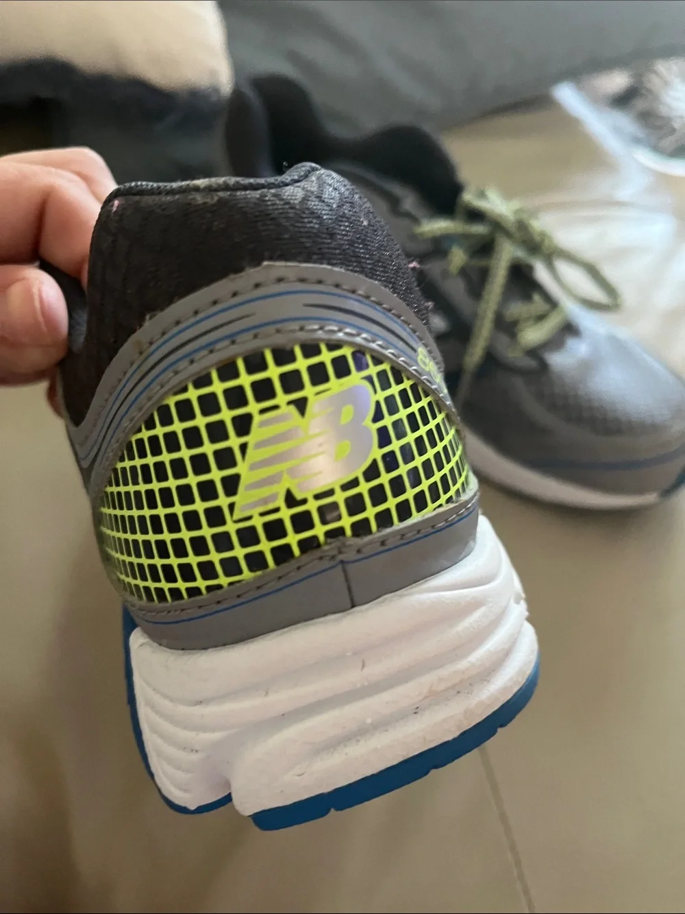New Balance Kids Gray, Blue & Lime Athletic Sneakers